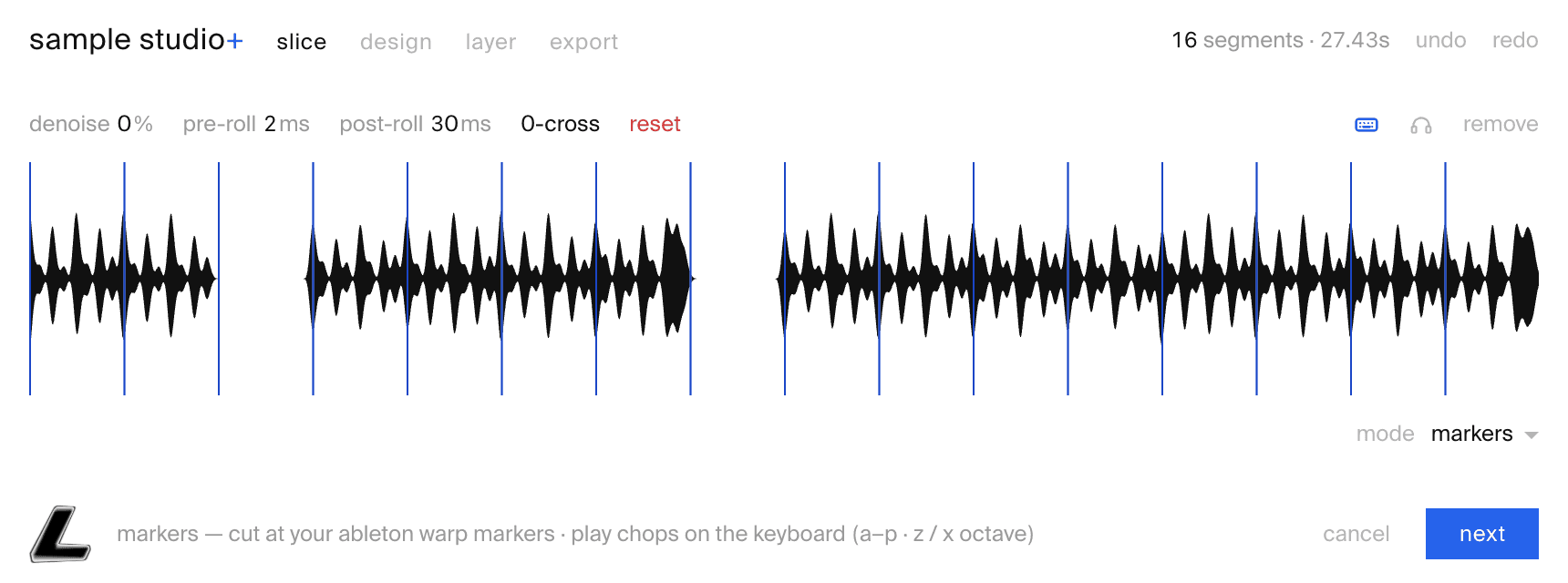 sample studio+ slice tab
