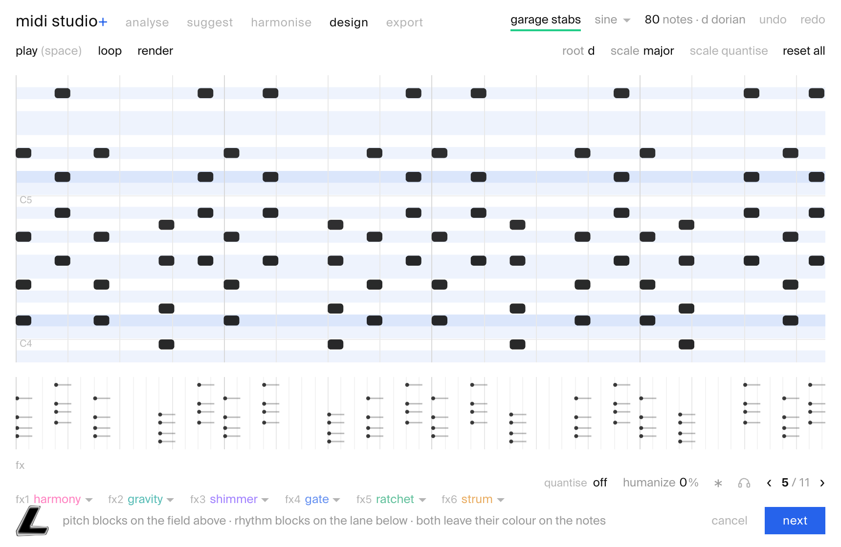 design tab randomised
