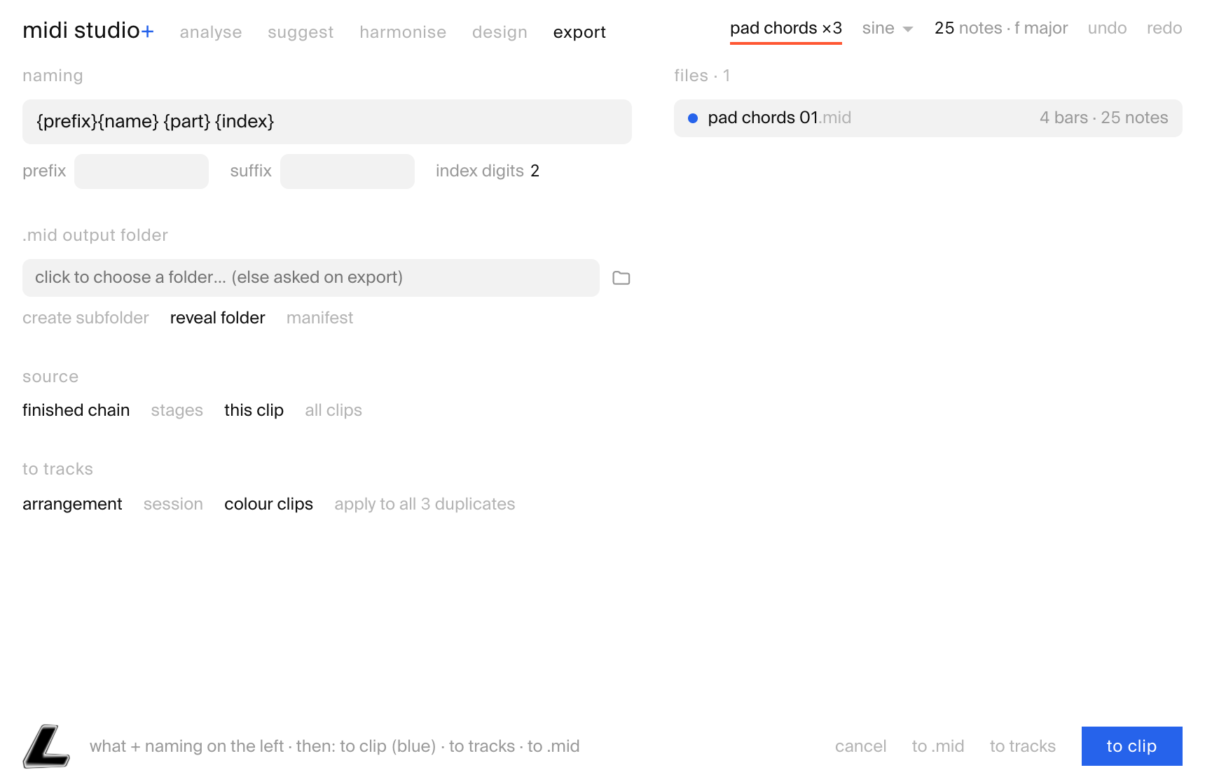 export tab
