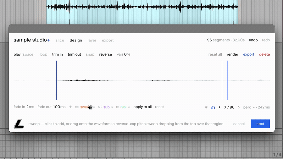 designing a sample on the design tab